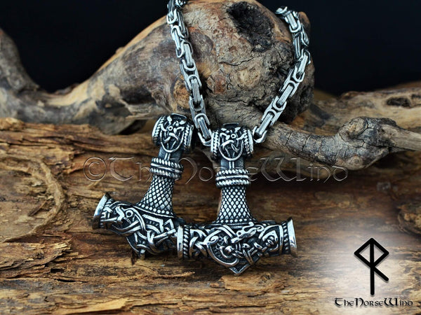 Viking Rune Thor's Hammer Pendant Necklace
