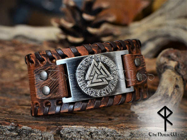  Hand-made in Ukraine Valknut Black Leather Viking