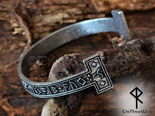 Viking Leather Bracelet  Men's Gothic Wristband Brown - TheNorseWind