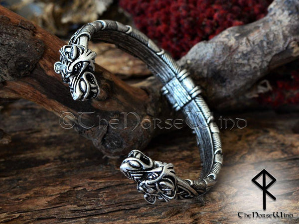 Viking Fenrir Wolf Bracelet Celtic Knots Arm Ring - TheNorseWind