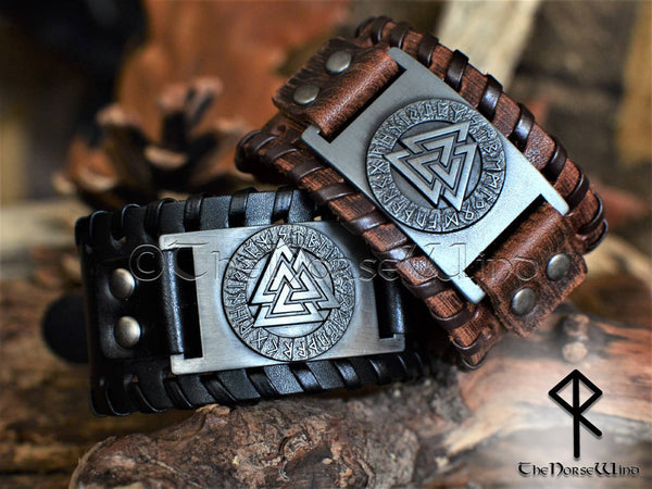  Hand-made in Ukraine Valknut Black Leather Viking