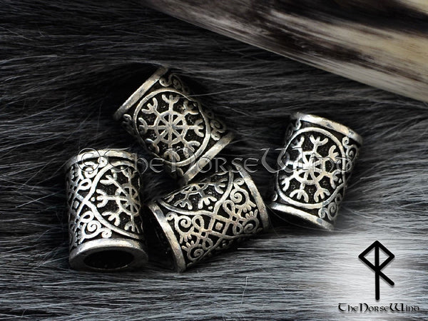 Helm of Awe Viking Beard Beads, Aegishjalmur Hair Beads Celtic Beard Rings TheNorseWind