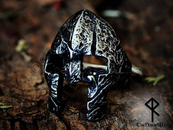 Viking Helmet Ring, Norse Warrior's Antique Silver Men Ring - TheNorseWind