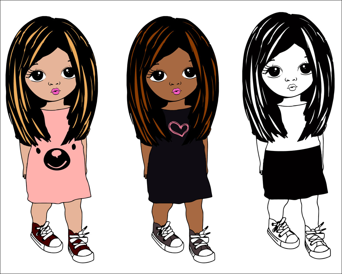 Download girl with straight hair svg, Cute black African American ...