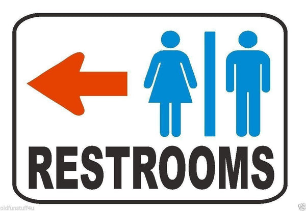 Restroom Sign Male Female Left Arrow Safety Business Sign Decal Sticke ...