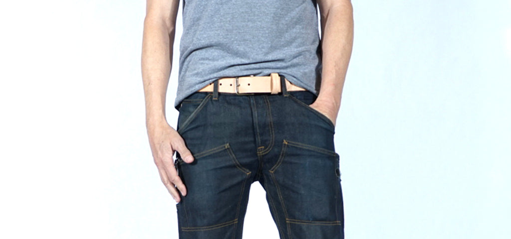 Raw Veg Tan Leather Belt Selvedge Denim American Made