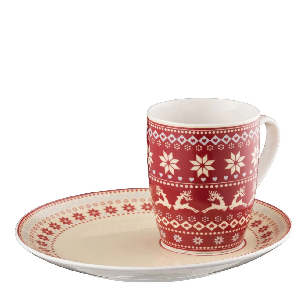 Aynsley Fairisle Mug & Tray Set