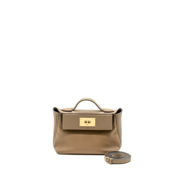 Hermes Mini 24 24 2424 21 Bag Swift Evercolor Beige De Weimar Etoupe G