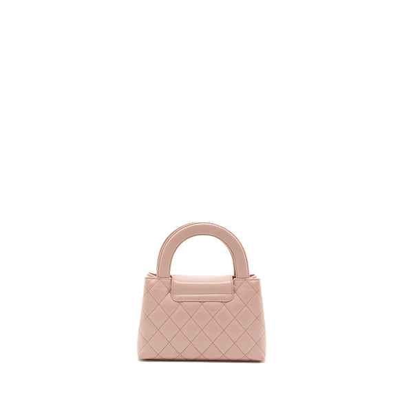 Chanel 22P Mini Square Flap Bag Lambskin Pink With Enamel And Gold Har