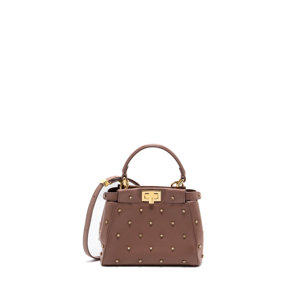 Fendi Boston Bag FF Jacquard Fabric Brown GHW