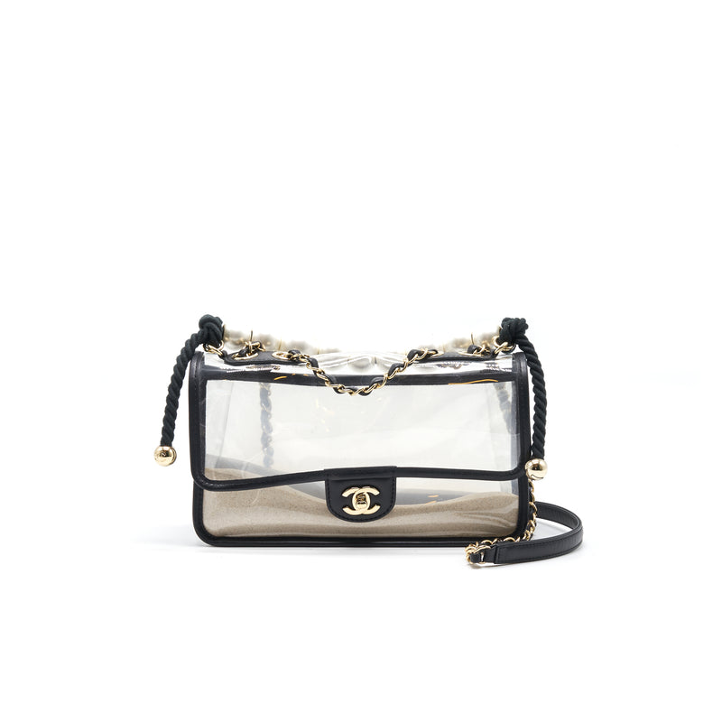 Chanel Sand By The Sea Pearl Flap Bag PVC with Lambskin Medium Black  87720112