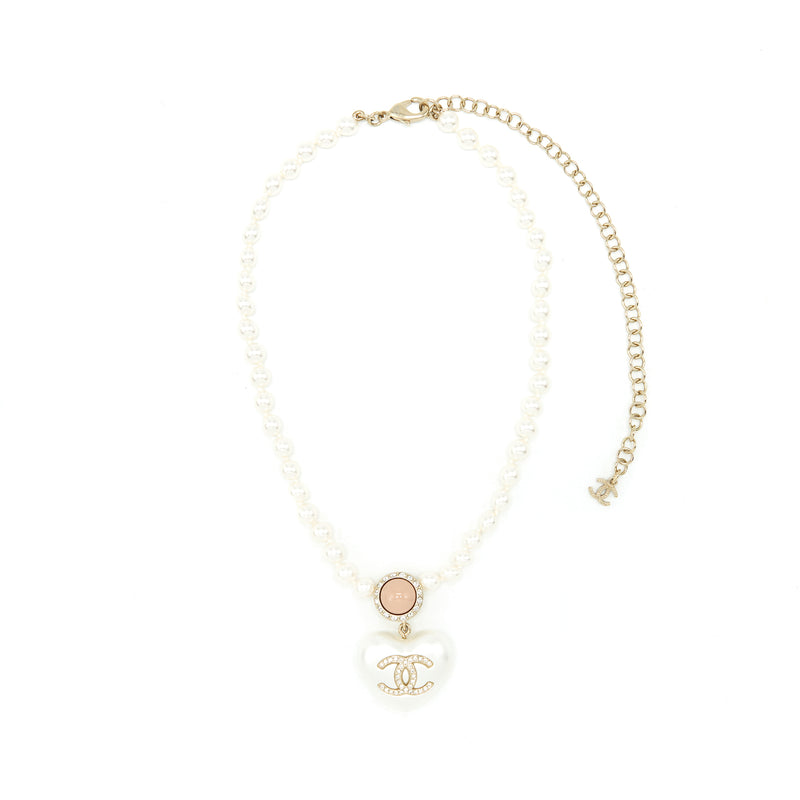 chanel pearl and crystal logo necklace