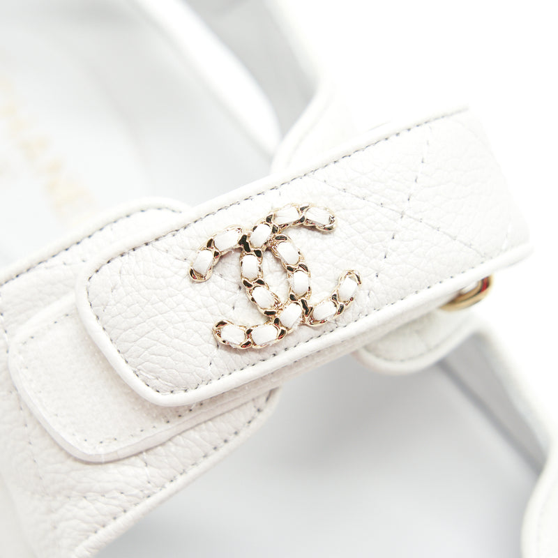 chanel dad sandals white