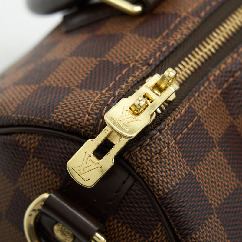 Louis Vuitton Damier Ebene Speedy 25 Boston Bag s27lv5 For Sale at