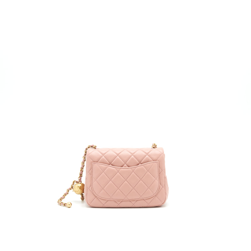 Chanel Lambskin Quilted Mini CC Pearl Crush Rectangular Flap Pink  Nice  Bag