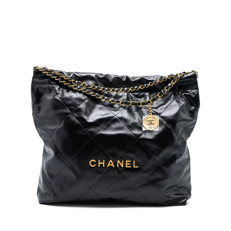 RESERVED  100 CLASSIC CHANEL Black Patent Leather Big CC Gold Chain 12  Shopper Tote Bag  My Dreamz Closet