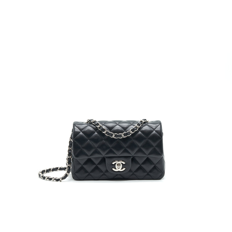 CHANEL LAMBSKIN RECTANGULAR MINI FLAP BAG IN BLACK SHW