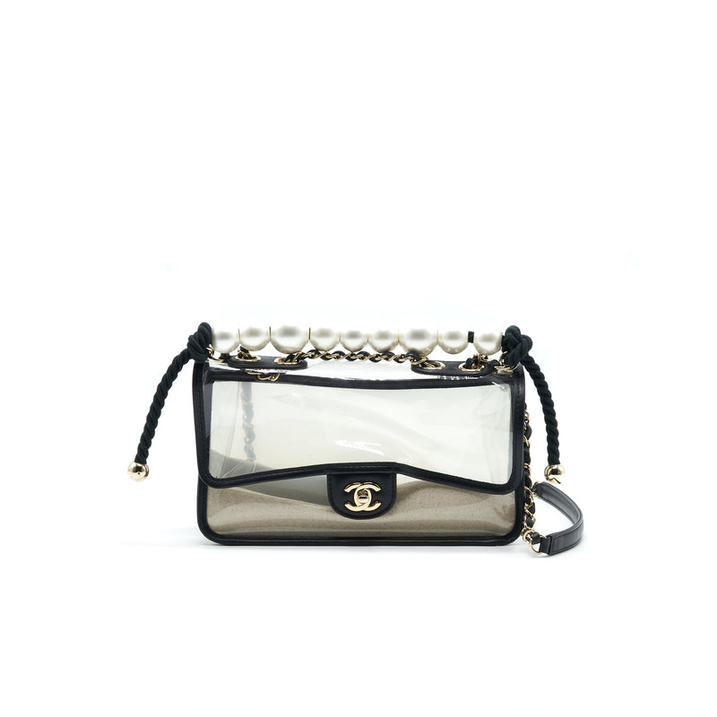 Chanel Lambskin PVC Sand By The Sea Flap Bag With Pearl Strap  Its A Luv  Story