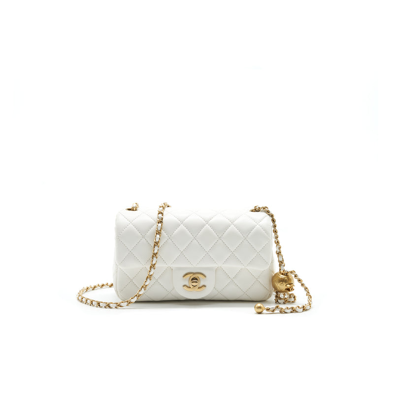 CHANEL PEARL CRUSH RECTANGULAR MINI FLAP BAG WHITE