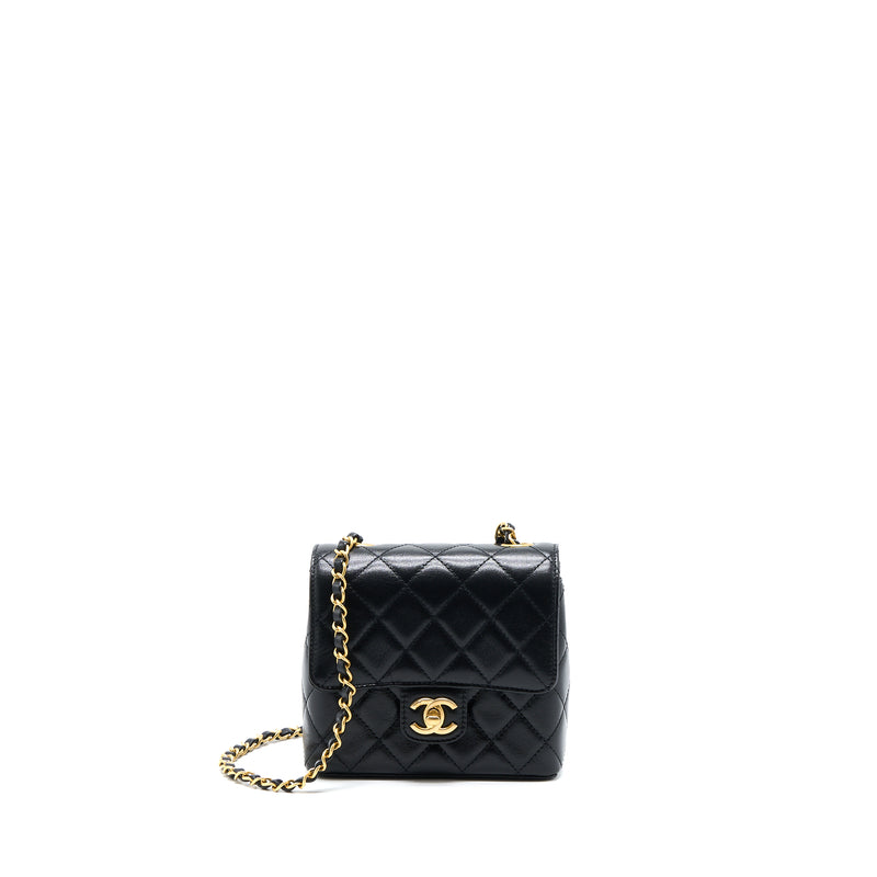 Chanel 22K Retro Classic New Square Mini Flap Bag Goatskin Black GHW (