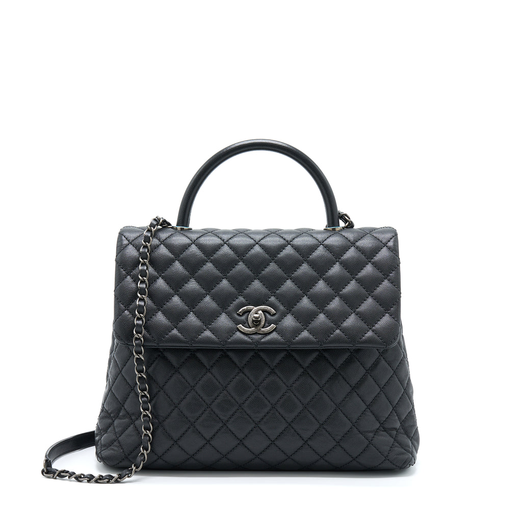 Chanel Coco Handle Flap Bag Caviar Black Ruthenium Hardware