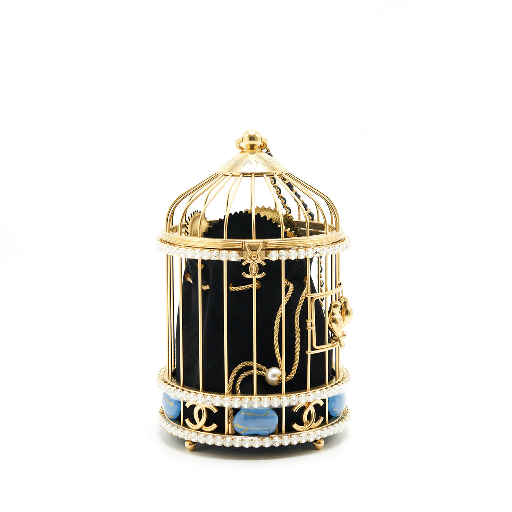 Chanel Gold Metal And Crystal Bird Cage Minaudière, 2020 Available