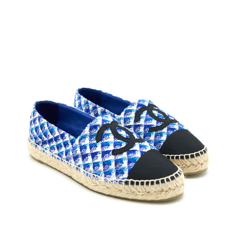 chanel espadrilles blue tweed