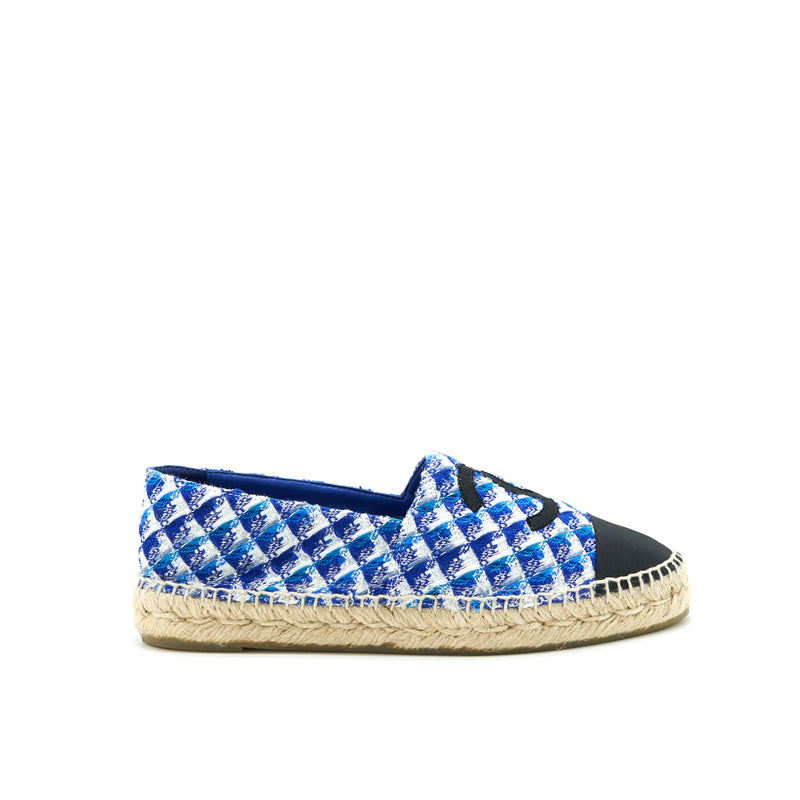 chanel espadrilles blue tweed