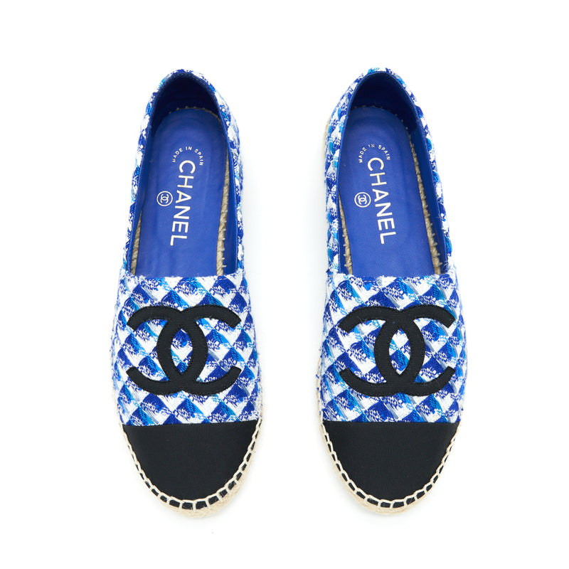 chanel espadrilles blue tweed