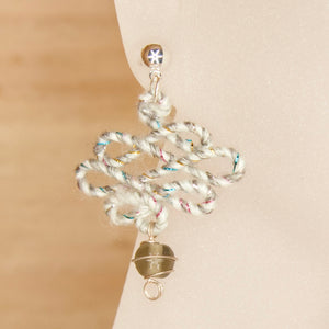Silver Opal Flourish Fiber Art Yarn and Glass Earrings