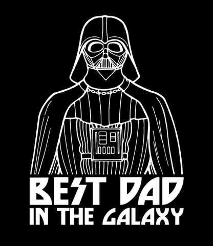 A drawing-style print of Darth Vader is featured next to "Best Dad in the Galaxy"