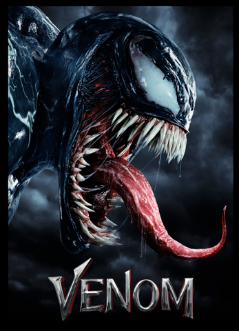 side profile of venom sticking his long tongue out in the storm 