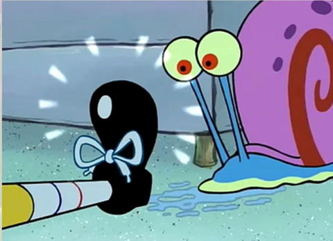 SpongeBob sticking out shoe and Gary staring scene from Your Shoe is Untied episode