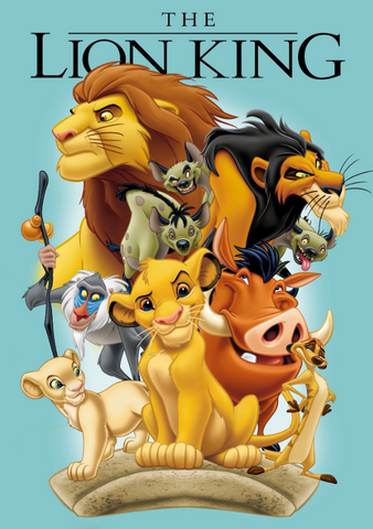 Lion King characters are featured under the Lion King logo