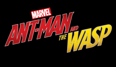 A classic yellow and red Ant-Man and the Wasp logo on black background
