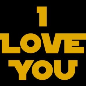 Yellow and Black "I love you" in Star Wars lettering