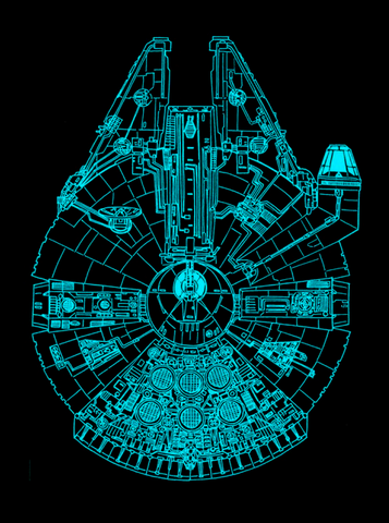 Blue outline of the Millennium Falcon