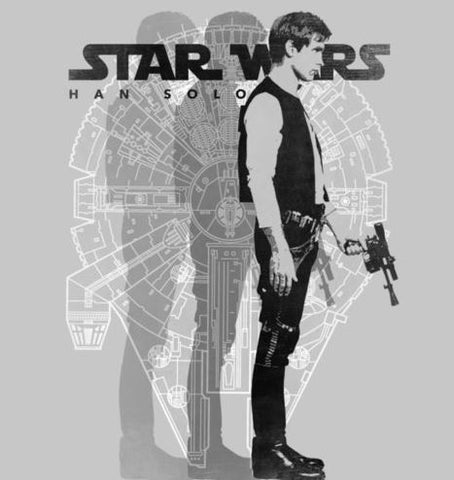 Black and white millennium falcon and Han Solo Portrait 