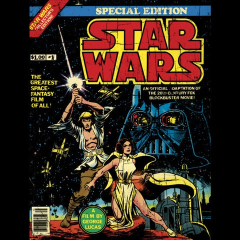 Luke, Leia, and Darth Vader are the central figures on the cover of the 1977 Star Wars Special Edition comic book