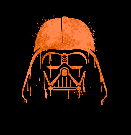  Darth Vader's helmet is printed in an orange spray-paint style for Halloween