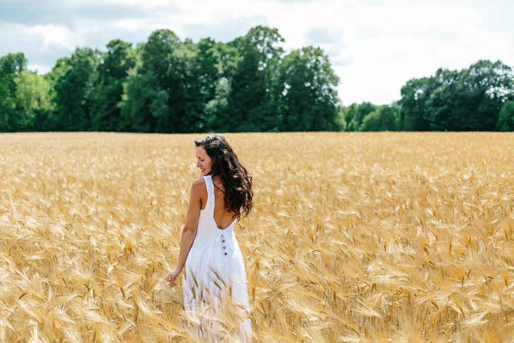 Andrea Naylor Artwork Wheat Fields Free People White Dress