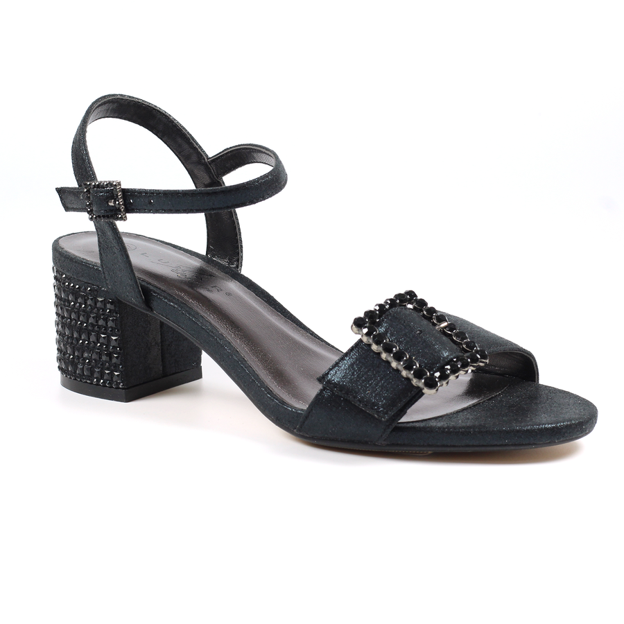 Lunar Black Sparkle Block Heel Sandal TRIXABLE FLR 037 BK – SM Shoes