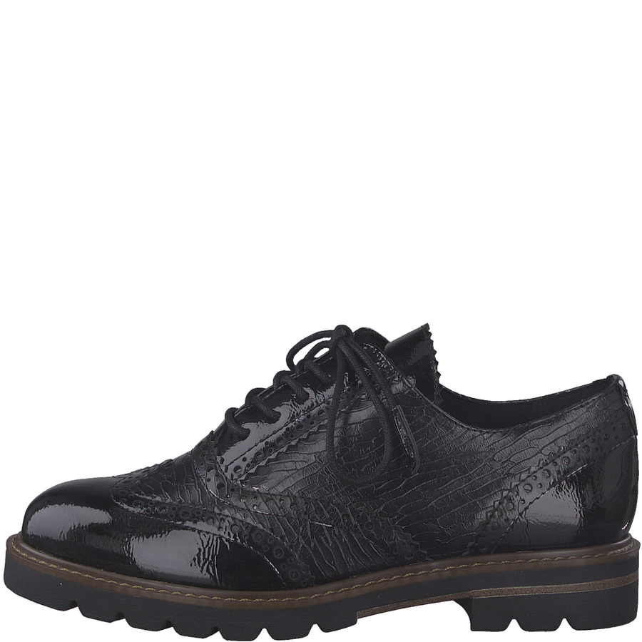 Marco Tozzi Black Patent Combination Laced Brogue Shoe 23700-29 053 ...