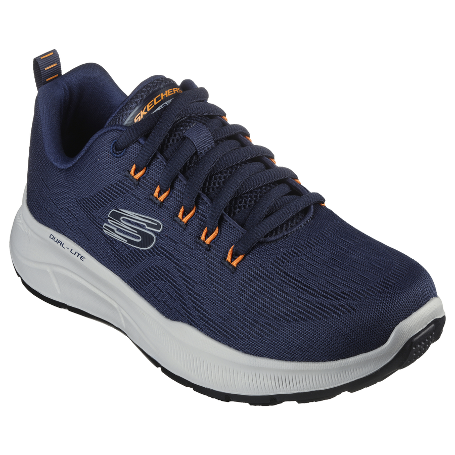 Skechers Mens D\'LUX WALKER Navy/Orange Laced Trainer – SM Shoes