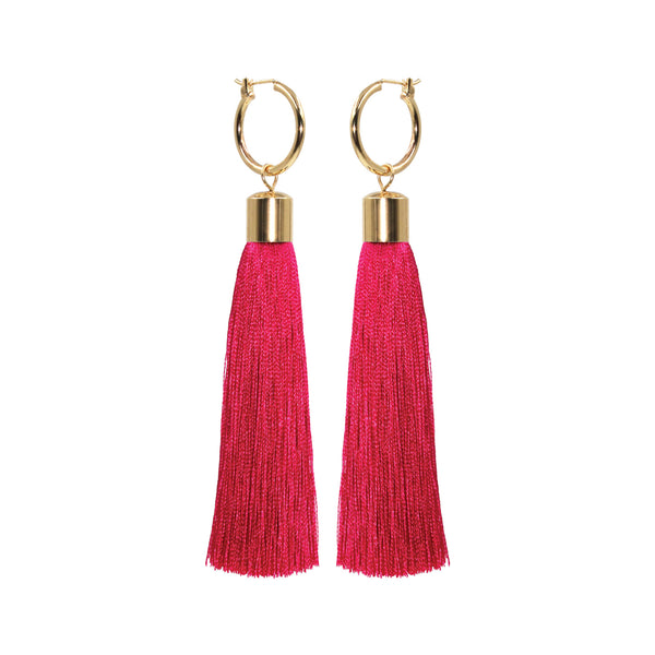 On The Fringe Hoop Tassel Earrings - Available in 5 Different Colors ...