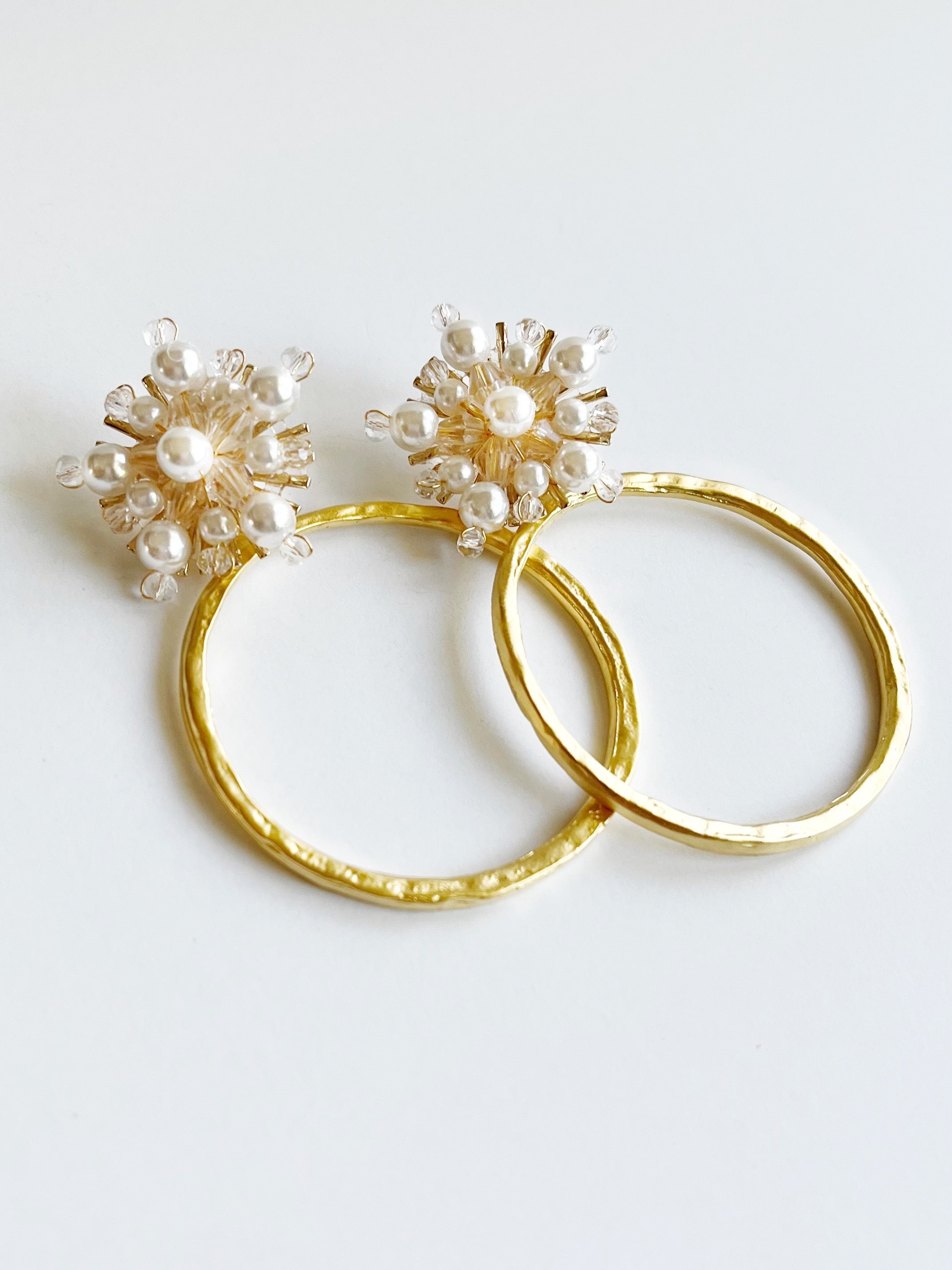 Pearl and Crystal Gold Hoop Earrings