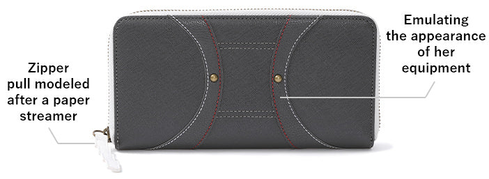 WALLET,Zipper pull modeled after a paper streamer,Emulating the appearance of her equipment