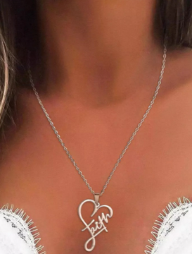 Silver Heart "Faith" Necklace