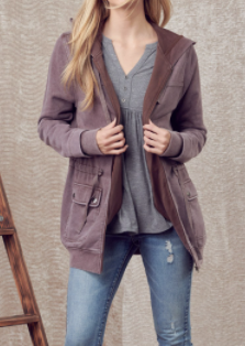 Dusty Violet Oversized Pocketed Zip Up