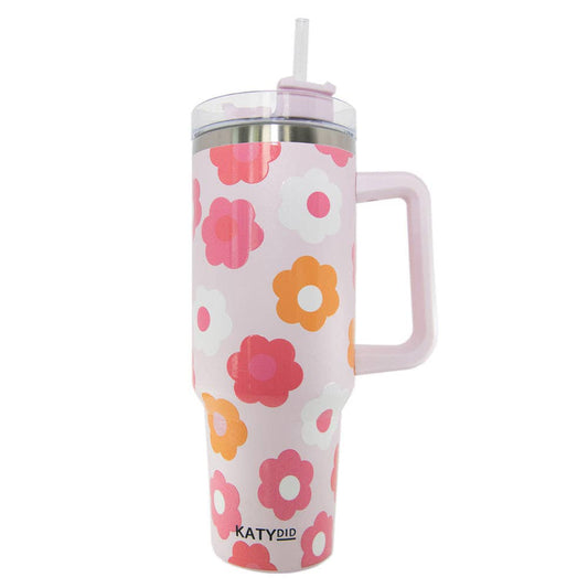 Hot Pink 40 Oz Tumbler Cup with Handle